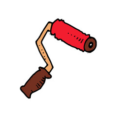 Brush roll pain hand drawn