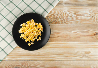 Empty Plate on White Wooden Table Top View with Copy Space