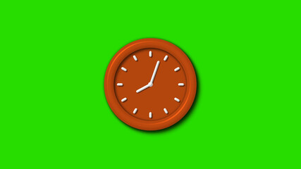 Green screen brown color 3d wall clock ,12 hours 3d wall clock