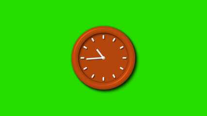 Green screen brown color 3d wall clock ,12 hours 3d wall clock