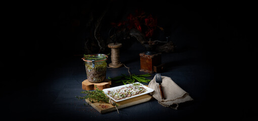 Delicious cold beef with vinaigrette