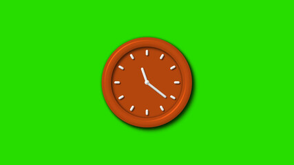 Green screen brown color 3d wall clock ,12 hours 3d wall clock