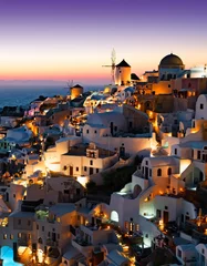 Peel and stick wall murals purple oia village at sunset in santorini