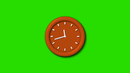 Green screen brown color 3d wall clock ,12 hours 3d wall clock