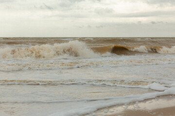 sea landscape with sandy beach and calm waves