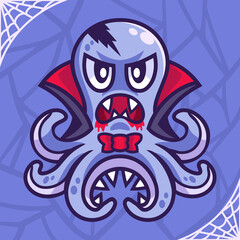 Vampire Octopus halloween cartoon character