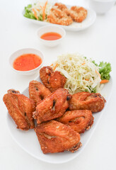 Chicken fried with salad