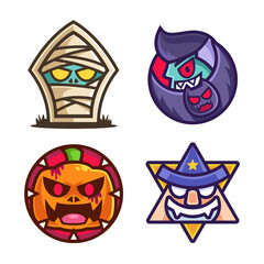 Halloween character sticker design collection