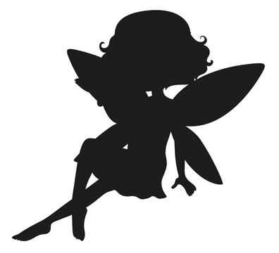 Fairy characters silhouette on white background