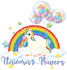 Unicorn with balloon on sky