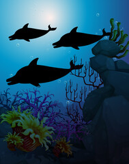 Dolphin in nature scene silhouette