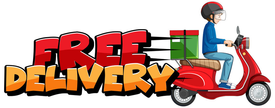 Free delivery logo with bike man or courier