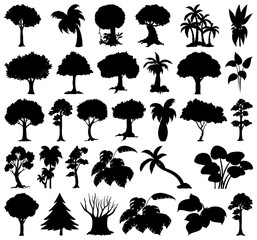 Set of plant and tree silhouette