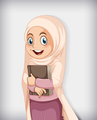 Muslim girl holding book