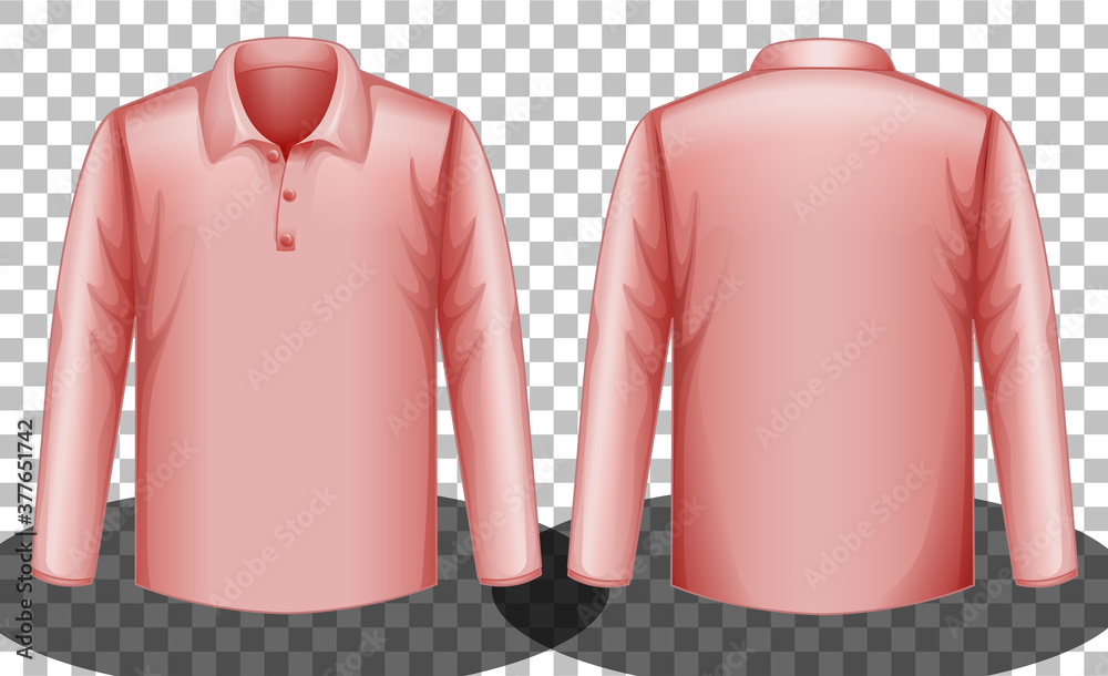 Wall mural Pink long sleeves polo shirt front and back side