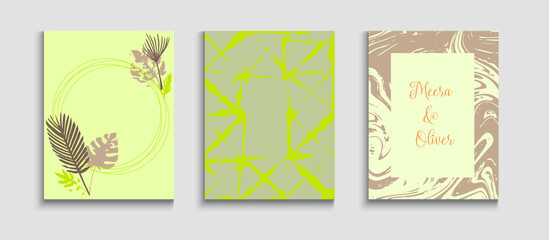 Abstract Vintage Vector Cards Set. Geometric Frame Texture. Minimal 