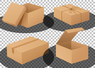 Fototapeta premium Ilustration of a set of different cardboard boxes