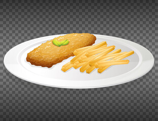 Fish and chips on transparent background