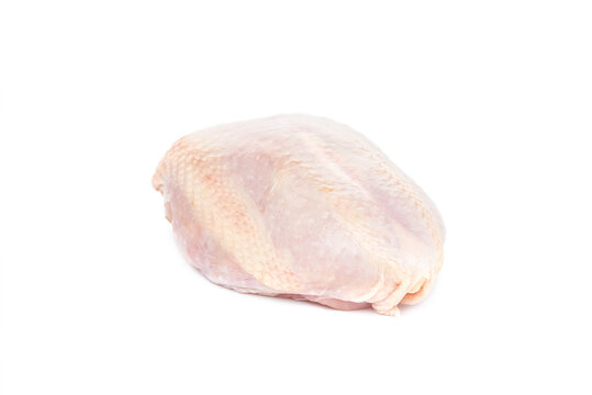 Fresh Raw Chicken Breast On A White Background.