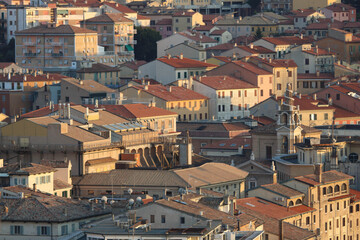 Fototapeta na wymiar Aerial view of roofs houses old town of Ancona, Italy