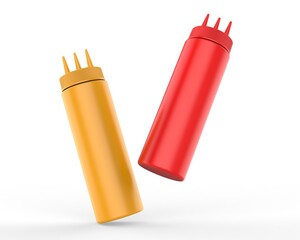 Blank 3 Hole Plastic Ketchup and Sauce Bottle For branding and mock up, 3d render illustration.