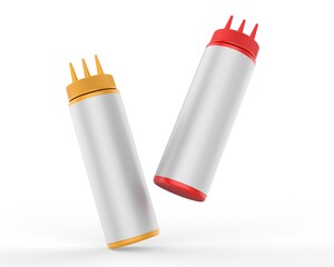 Blank 3 Hole Plastic Ketchup and Sauce Bottle For branding and mock up, 3d render illustration.