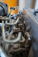 Fototapeta na wymiar closeup of spark plugs of a truck engine