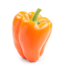 Ripe orange bell pepper isolated on white