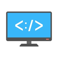 Programming and coding icon - website development on laptop screen.