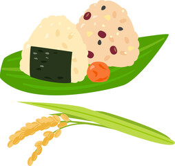 海苔を巻いた玄米おにぎりと雑穀入りおにぎり