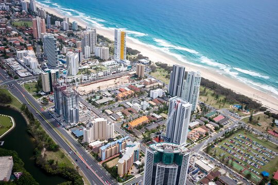 Aerial view of Broadbeach, Queensland, Australia. 