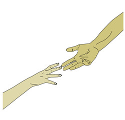 Extending a helping hand, vector illustration, white background 