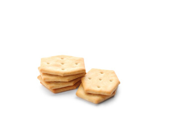Crispy crackers isolated on white. Delicious snack