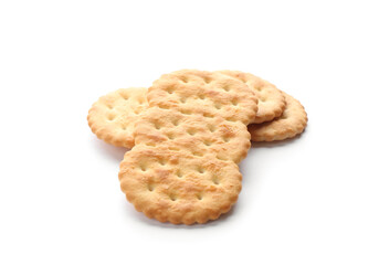 Crispy crackers isolated on white. Delicious snack