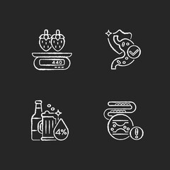 Foodstuff chalk white icons set on black background