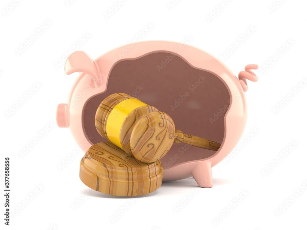 Canvas Prints gavel inside piggy bank