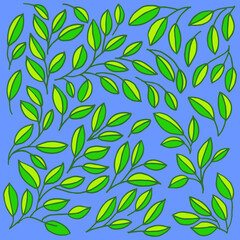 Fototapeta na wymiar Drawing of leaves for printing on fabric.