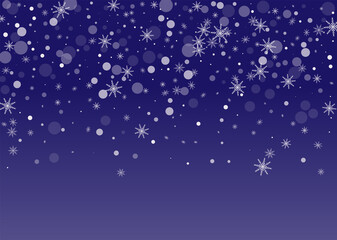 Snowflakes. Snow. Snowfall. Falling scattered white snowflakes on a gradient background. Vector	