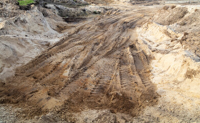 Tracks from a truck on the ground