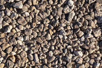 Gravel on a construction site as an abstract background.