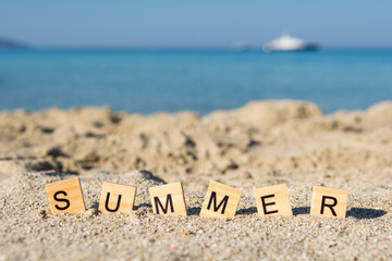 Word summer on the beach
