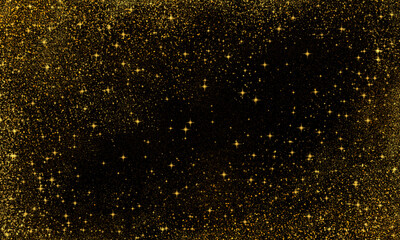 black abstract fantastic festive luxury background with gold scattering, stars, shine and glitter. Background for the holiday, Valentine's Day, Birthday, Christmas.