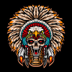 Skull indian esport logo mascot design