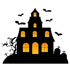 Happy Halloween. haunted house illustration. invitation card. vector illustration