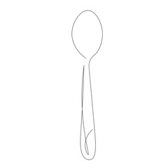 Spoon line drawing on white background vector illustration
