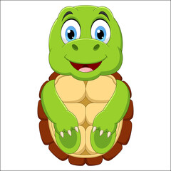 Happy turtle cartoon on white background