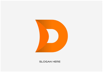vector illustration of gradient yellow color creative 3d capital letter D logo design isolated on white background