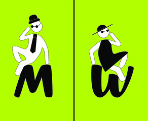 Girls and boys restroom sign. Men and women restroom icon. Toilet icon sign symbol. vector illustration EPS 10.