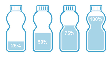 Vector bottles of water icons.Plastic water bottles illustration.