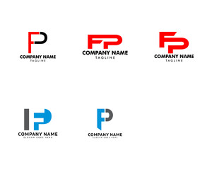 Set of Initial Letter FP Logo Template Design